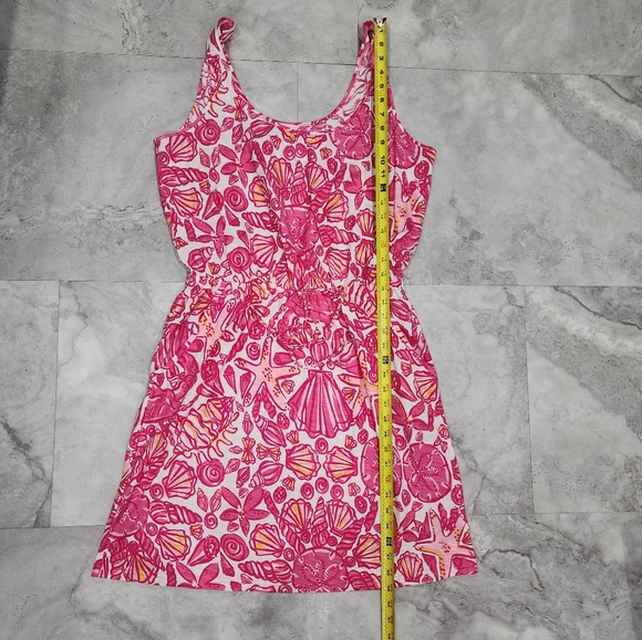 Lilly Pulitzer Pink Orange White Kori Dress Chum Bucket Print Szs Large - Picture 5 of 8